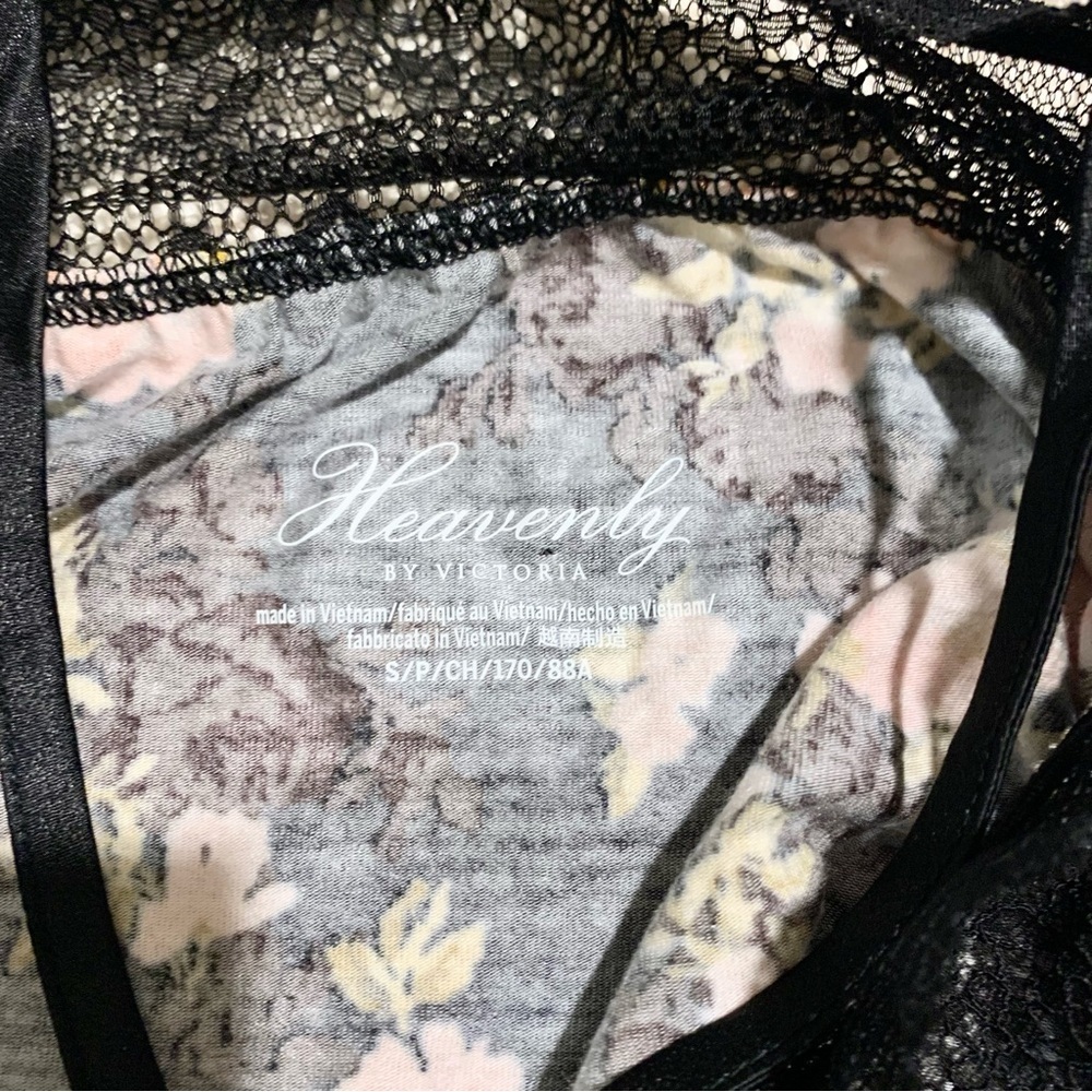 🌹 VS Black Pink Roses Floral Print Heavenly Supersoft Modal Lace Cami Short Set - Picture 9 of 12